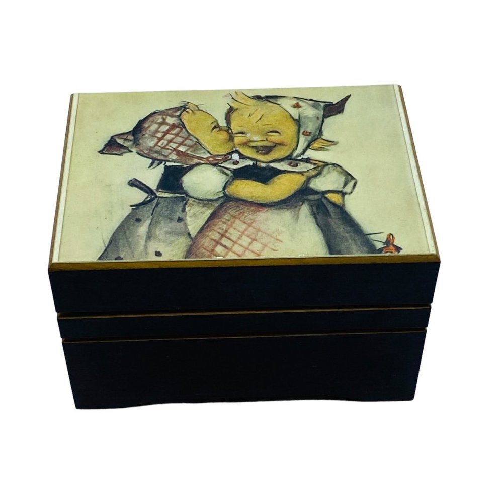 Vtg The Sound of Music Box Swiss Hummel Laughing Girls‎ Germany Reuge NO SOUND